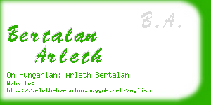 bertalan arleth business card